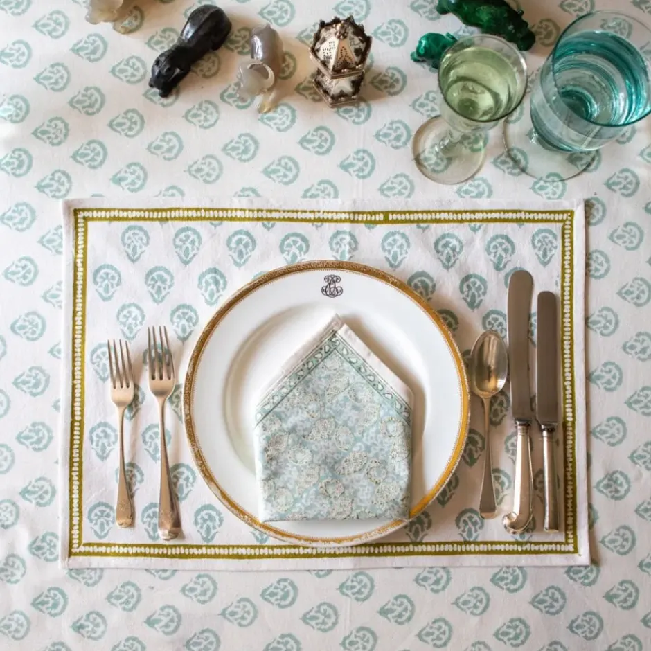 Pomegranate Inc India Hicks Home Carnation Seafoam Placemat | Set of 4^ Printed Placemats