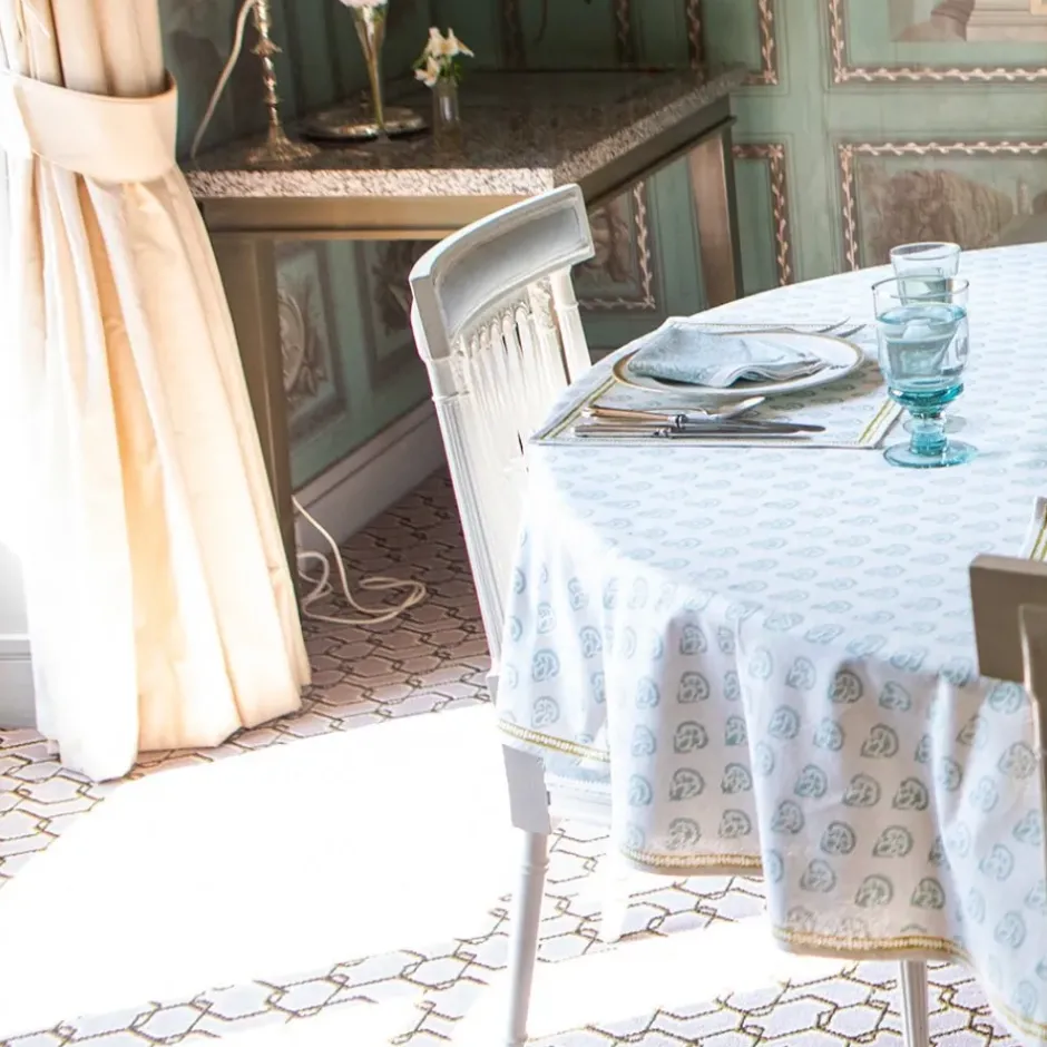 Pomegranate Inc India Hicks Home Carnation Seafoam Tablecloth^ Tablecloths