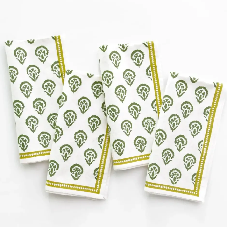 Pomegranate Inc India Hicks Home Carnation Hunter Green Napkin | Set of 4^ Napkins