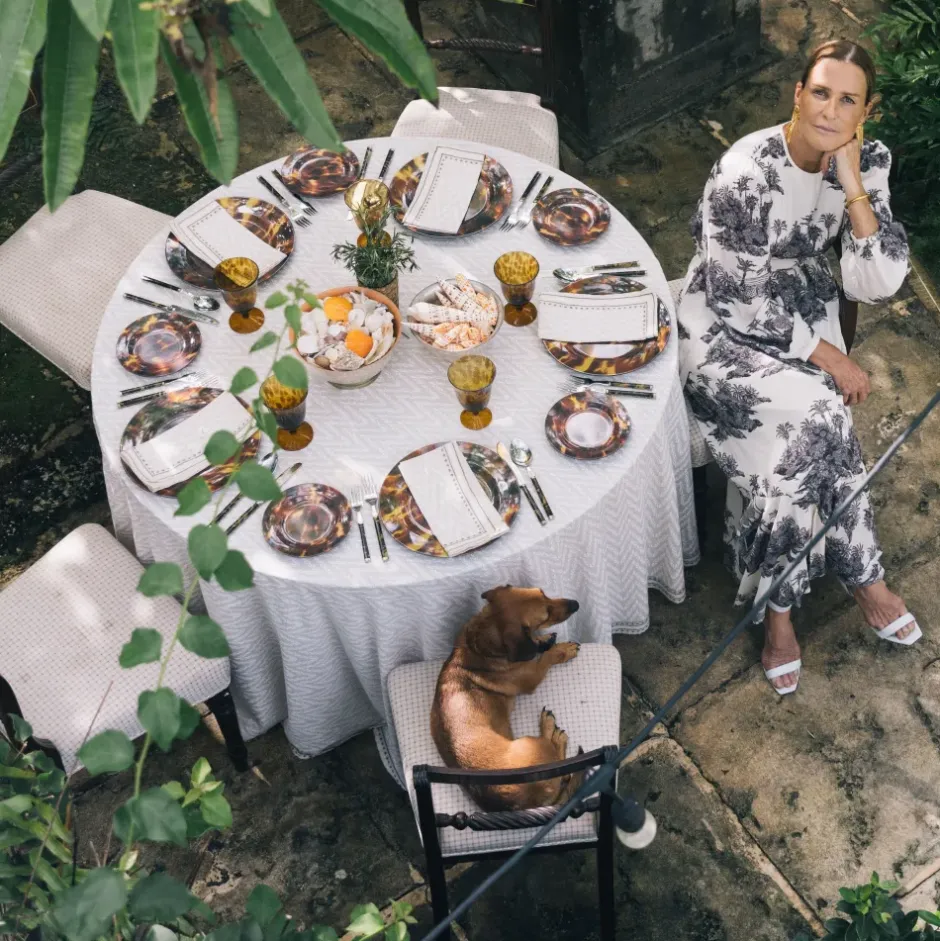 Pomegranate Inc India Hicks Home Chevron Tablecloth^ Tablecloths