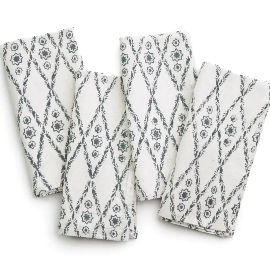 Pomegranate Inc India Hicks Home Diamond Blue Napkins | Set of 4^ Napkins