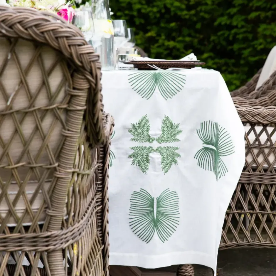 Pomegranate Inc India Hicks Home Embroidered Twin Palms Soft Sage Tablecloth^ Tablecloths