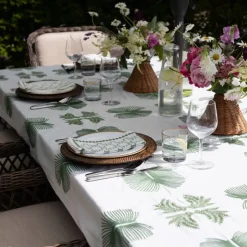 Pomegranate Inc India Hicks Home Embroidered Twin Palms Soft Sage Tablecloth^ Tablecloths
