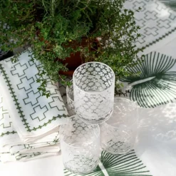 Pomegranate Inc India Hicks Home Frosted Cuban Cross Bourbon Glass | Set of 4^ Glassware & Barware