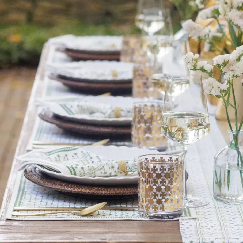 Pomegranate Inc India Hicks Home Gold Cuban Cross Bourbon Glass | Set of 4^ Glassware & Barware