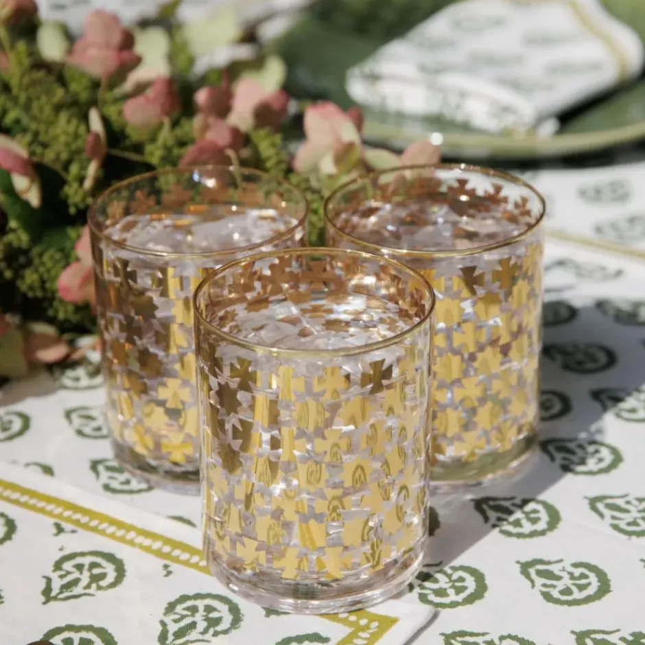 Pomegranate Inc India Hicks Home Gold Cuban Cross Bourbon Glass | Set of 4^ Glassware & Barware