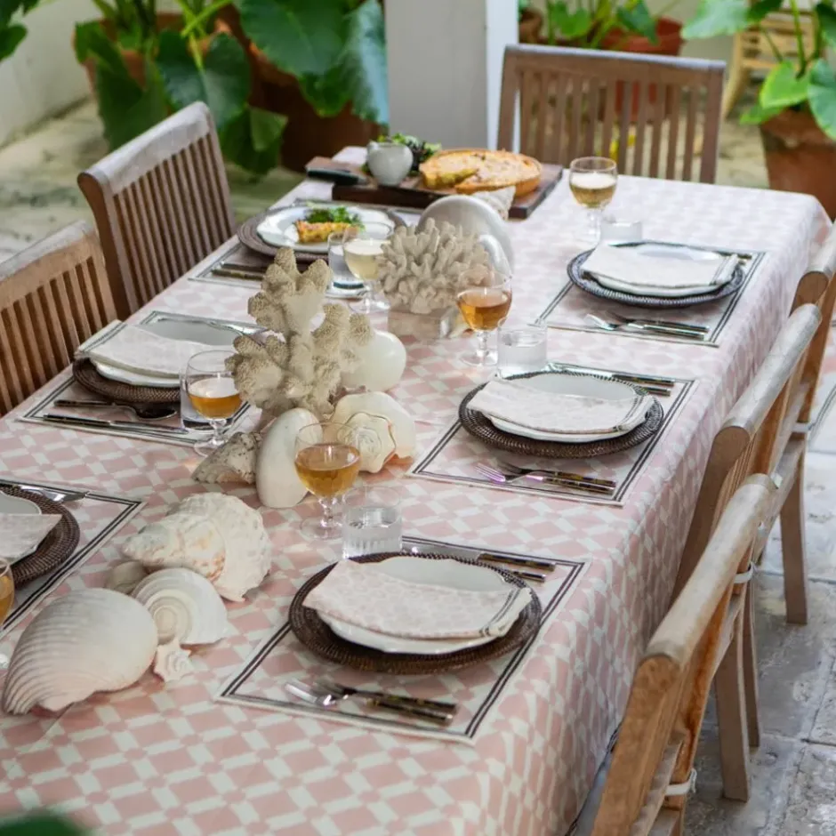 Pomegranate Inc India Hicks Home Latticework Blush Tablecloth^ Tablecloths