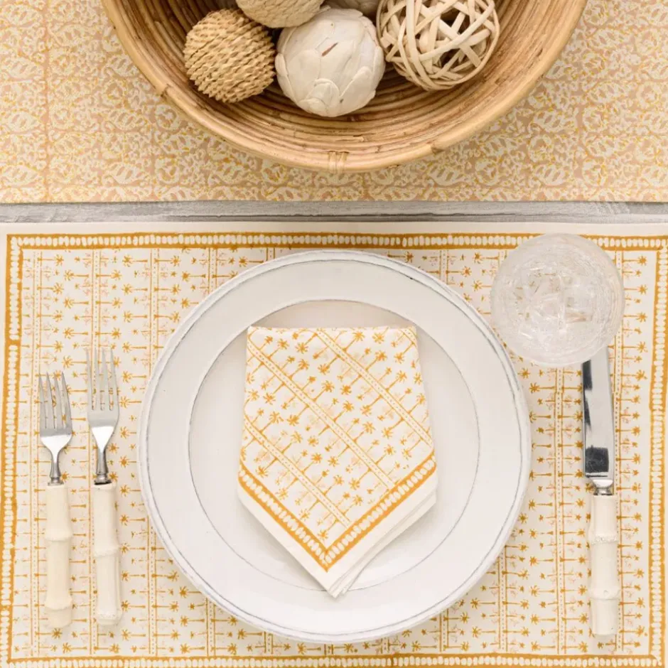 Pomegranate Inc India Hicks Home Palm Avenue Golden Placemat | Set of 4^ Printed Placemats
