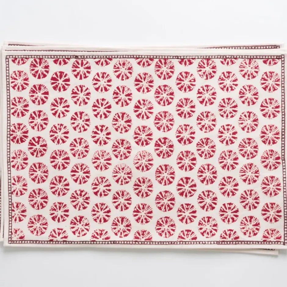 Pomegranate Inc India Hicks Home Sea Biscuit Red Placemat | Set of 4^ Printed Placemats
