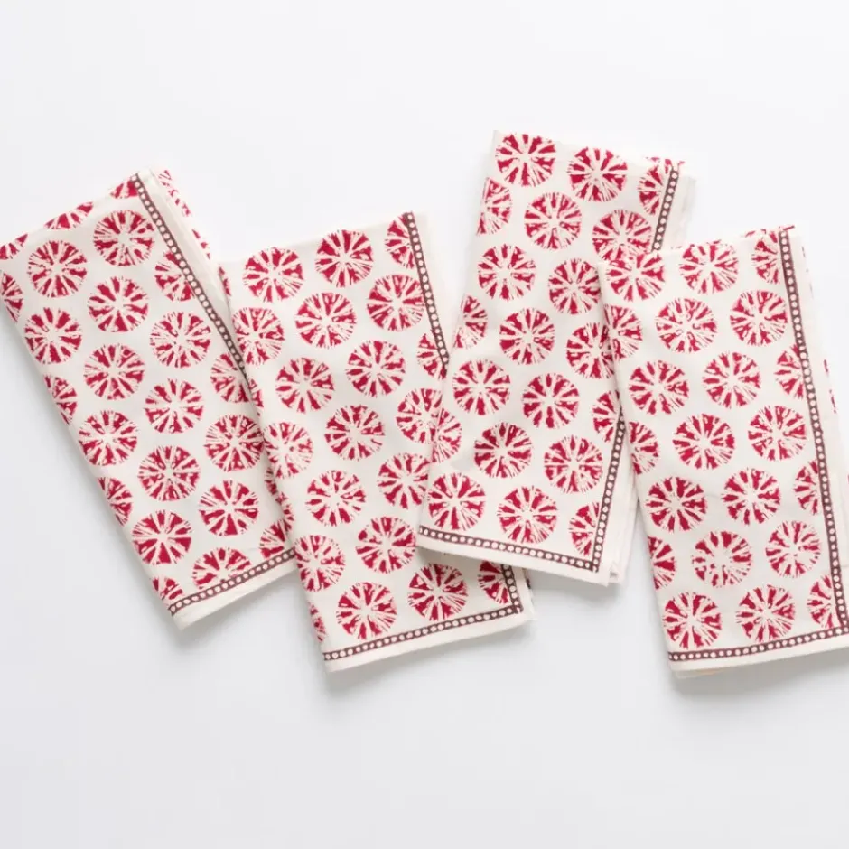 Pomegranate Inc India Hicks Home Sea Biscuit Red Napkin | Set of 4^ Napkins
