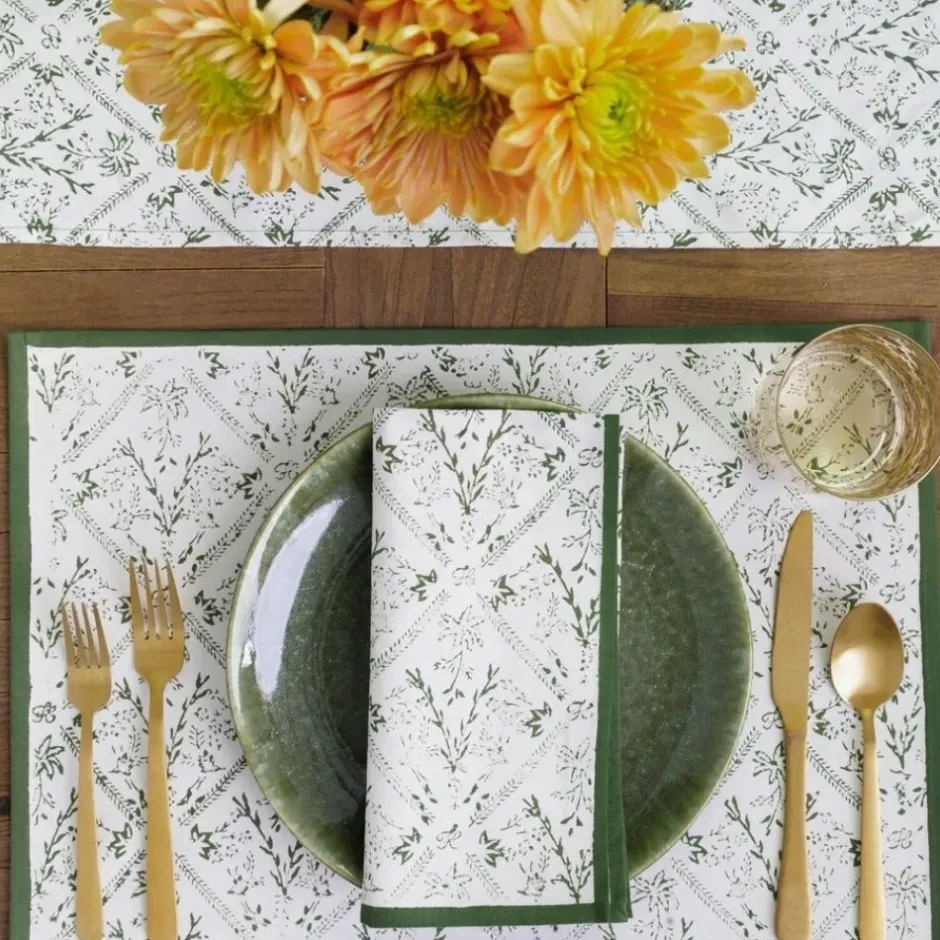 Pomegranate Inc India Hicks Home Sea Ferns & Domino Hunter Green Placemat | Set of 4^ Printed Placemats