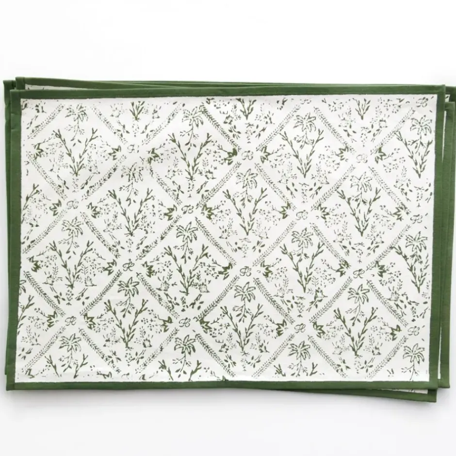 Pomegranate Inc India Hicks Home Sea Ferns & Domino Hunter Green Placemat | Set of 4^ Printed Placemats