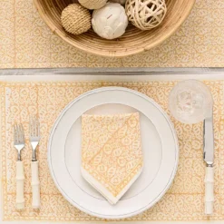 Pomegranate Inc India Hicks Home Seashell Golden Placemat | Set of 4^ Printed Placemats