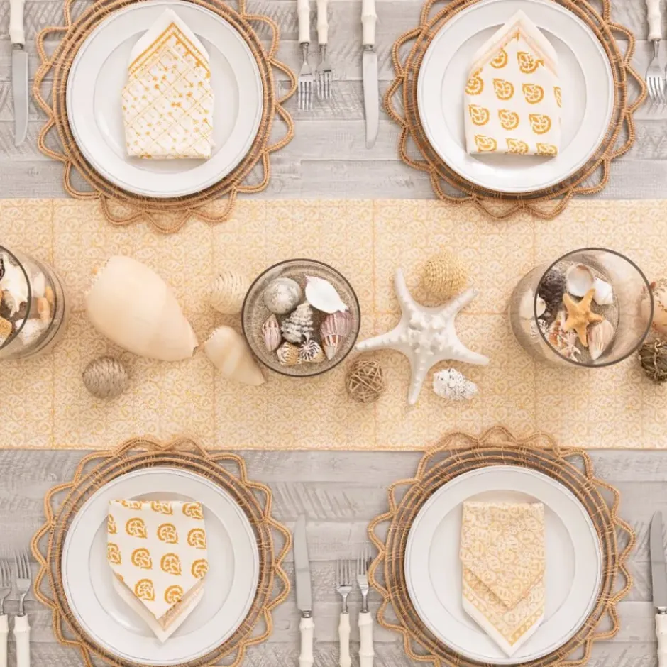 Pomegranate Inc India Hicks Home Seashell Golden Table Runner^ Table Runners
