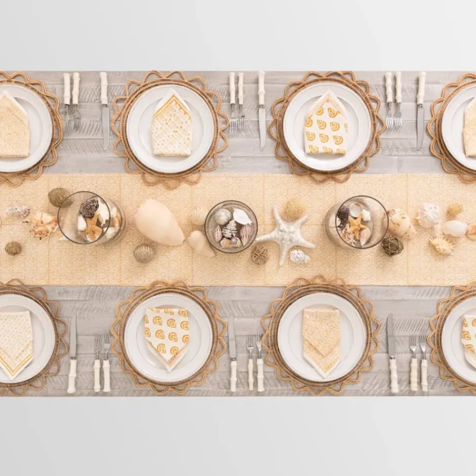 Pomegranate Inc India Hicks Home Seashell Golden Table Runner^ Table Runners