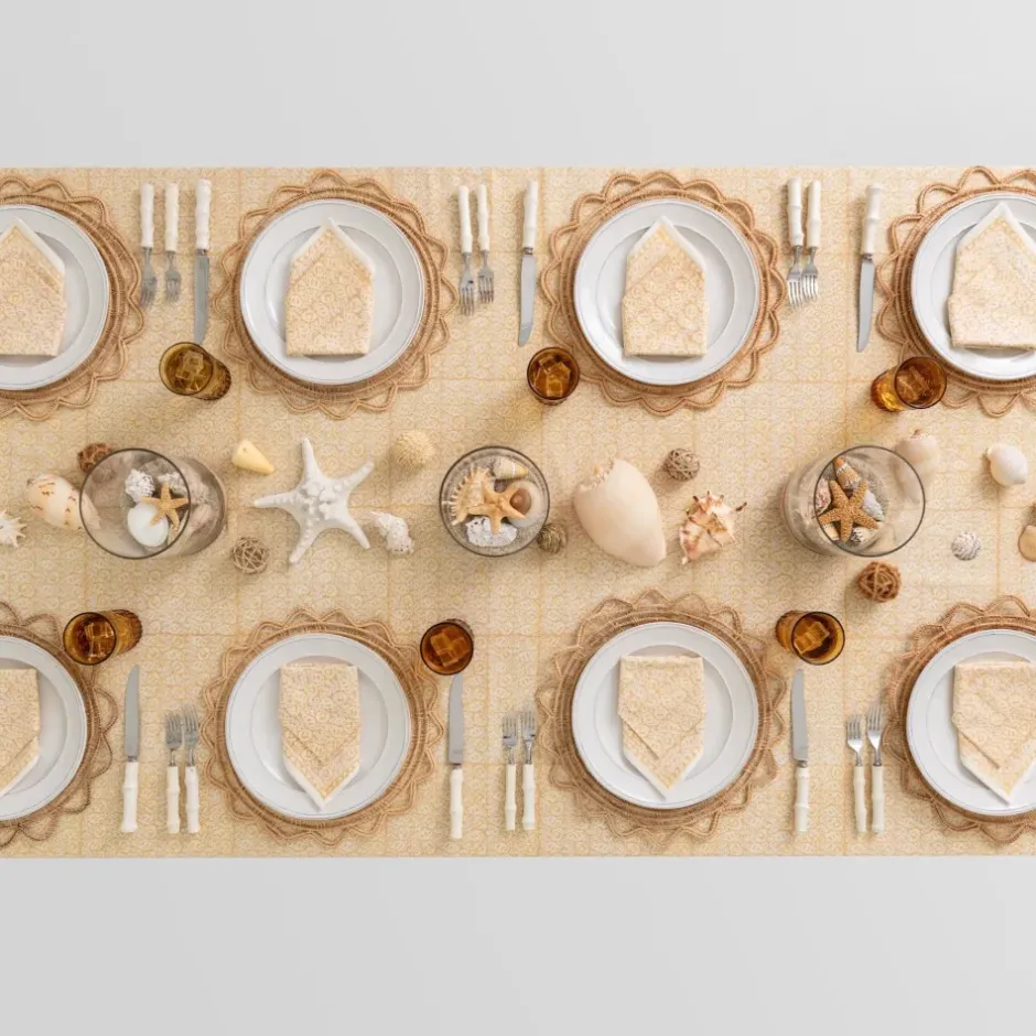 Pomegranate Inc India Hicks Home Seashell Golden Tablecloth^ Tablecloths