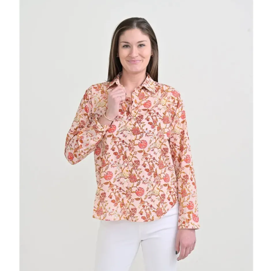 Pomegranate Inc Mila Floral Blush Button Down Blouse^ Tops & Tunics