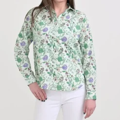 Pomegranate Inc Mila Floral Emerald Button Down Blouse^ Tops & Tunics