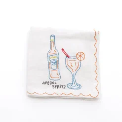 Pomegranate Inc Mixed Drink Embroidered Linen Cocktail Napkins | Set of 6^ Cocktail Napkins