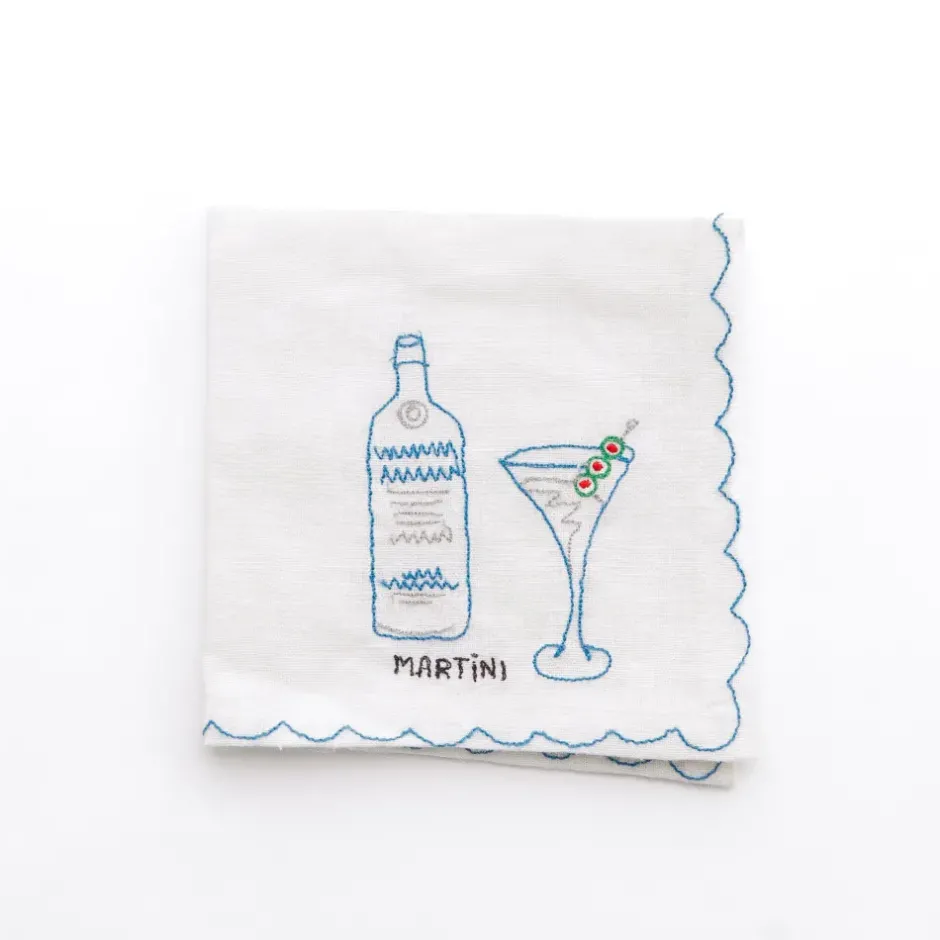 Pomegranate Inc Mixed Drink Embroidered Linen Cocktail Napkins | Set of 6^ Cocktail Napkins