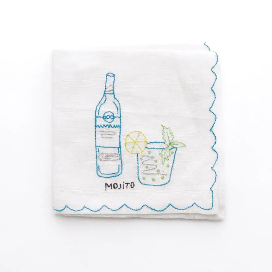 Pomegranate Inc Mixed Drink Embroidered Linen Cocktail Napkins | Set of 6^ Cocktail Napkins