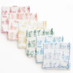 Pomegranate Inc Mixed Drink Printed Linen Cocktail Napkins | Set of 6^ Cocktail Napkins