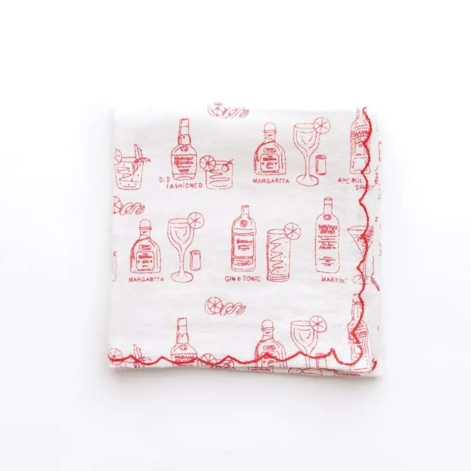 Pomegranate Inc Mixed Drink Printed Linen Cocktail Napkins | Set of 6^ Cocktail Napkins