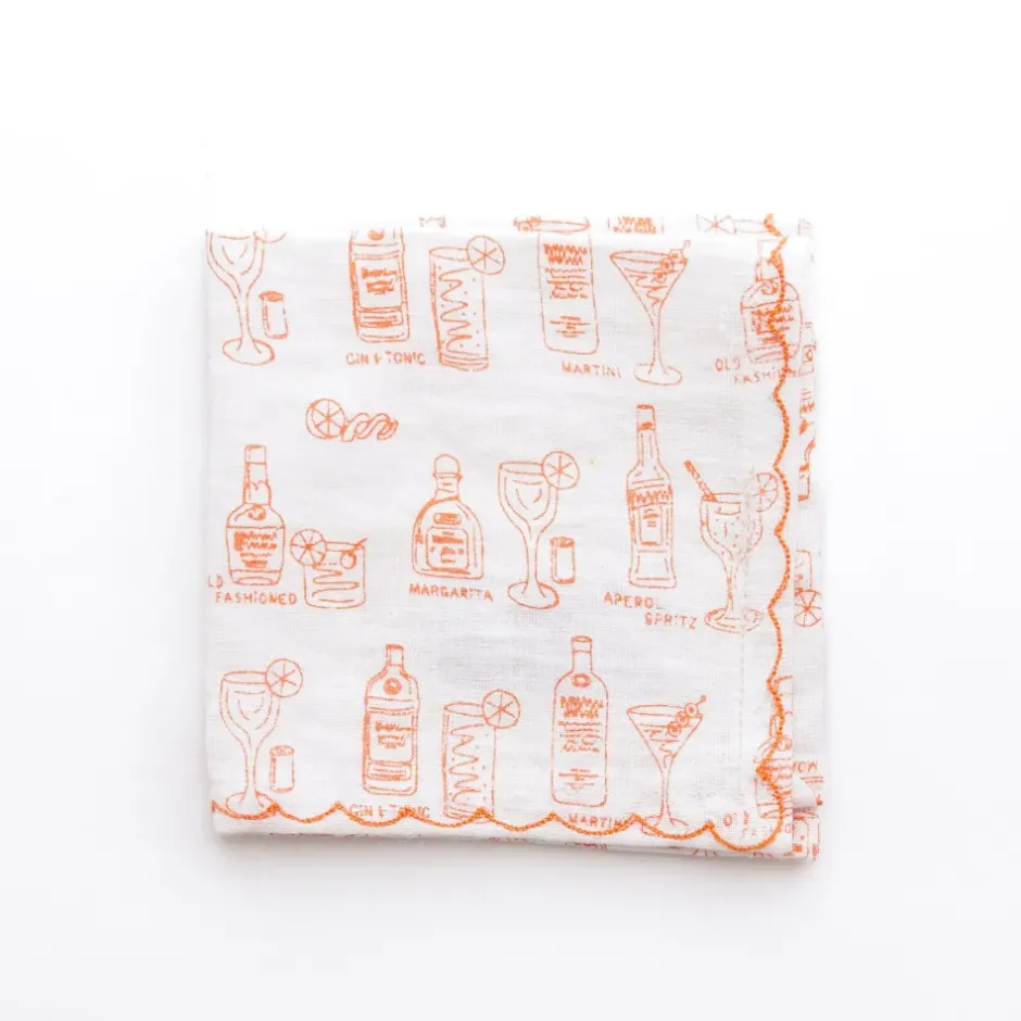 Pomegranate Inc Mixed Drink Printed Linen Cocktail Napkins | Set of 6^ Cocktail Napkins