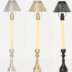 Pomegranate Inc Modern Candlestick and Cutwork Shade | Set of 2^ Candle Holders, Vases & Lamps