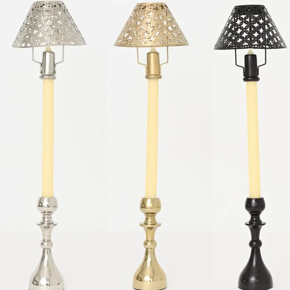 Pomegranate Inc Modern Candlestick and Cutwork Shade | Set of 2^ Candle Holders, Vases & Lamps