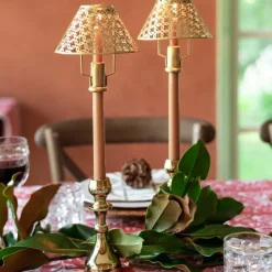 Pomegranate Inc Modern Candlestick and Cutwork Shade | Set of 2^ Candle Holders, Vases & Lamps