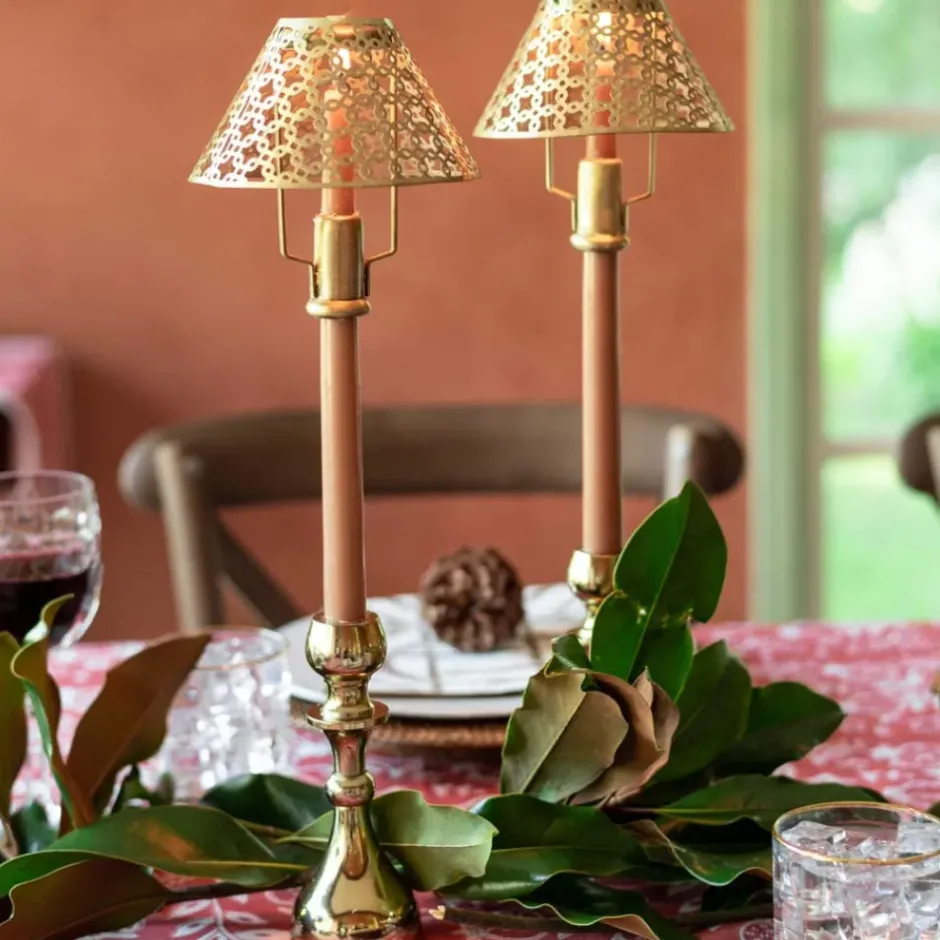 Pomegranate Inc Modern Candlestick and Cutwork Shade | Set of 2^ Candle Holders, Vases & Lamps