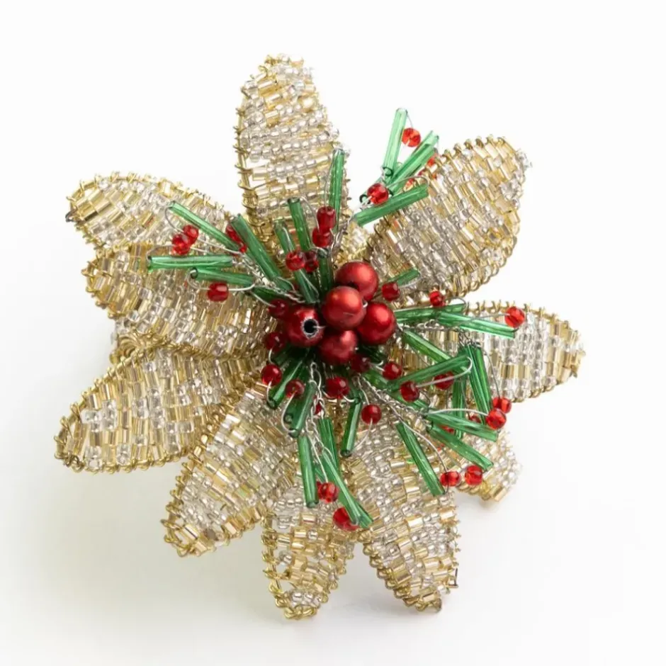 Pomegranate Inc Multi Flower Beaded Napkin Ring | Set of 4^ Napkin Rings