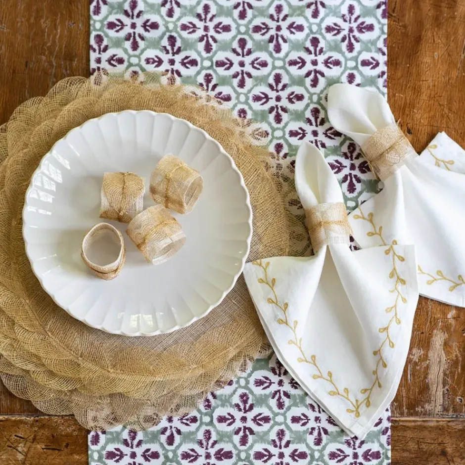 Pomegranate Inc Mustard Poplar Leaf Napkin Rings | Set of 4^ Napkin Rings