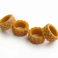 Pomegranate Inc Mustard Round Resin Beaded Napkin Ring | Set of 4^ Napkin Rings