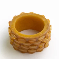 Pomegranate Inc Mustard Round Resin Beaded Napkin Ring | Set of 4^ Napkin Rings