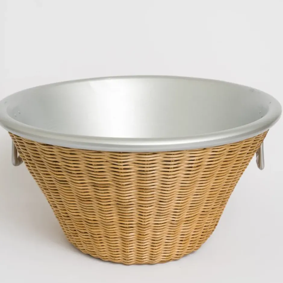 Pomegranate Inc Natural Wicker and Aluminum Ice Bucket with Handles^ Serveware|Rattan, Wicker & Bamboo