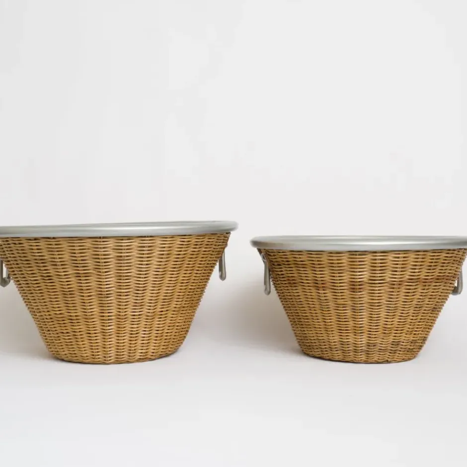 Pomegranate Inc Natural Wicker and Aluminum Ice Bucket with Handles^ Serveware|Rattan, Wicker & Bamboo