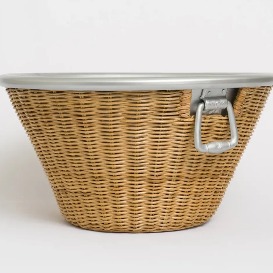 Pomegranate Inc Natural Wicker and Aluminum Ice Bucket with Handles^ Serveware|Rattan, Wicker & Bamboo