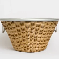 Pomegranate Inc Natural Wicker and Aluminum Ice Bucket with Handles^ Serveware|Rattan, Wicker & Bamboo