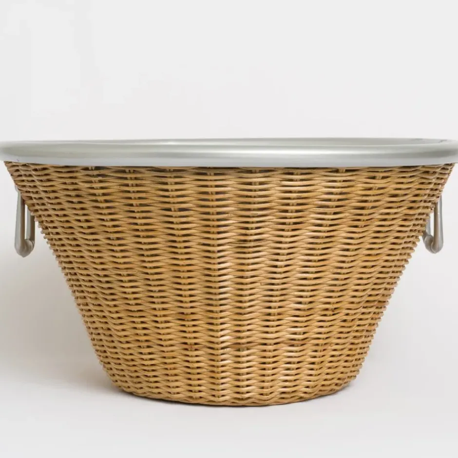 Pomegranate Inc Natural Wicker and Aluminum Ice Bucket with Handles^ Serveware|Rattan, Wicker & Bamboo