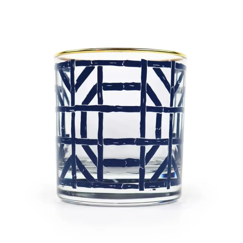 Pomegranate Inc Navy Bamboo Bourbon Glass | Set of 4^ Glassware & Barware