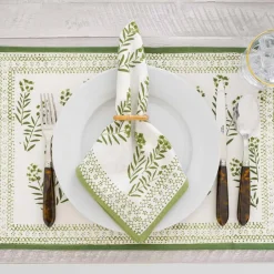 Pomegranate Inc Phlox Green Placemat | Set of 4^ Printed Placemats