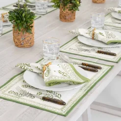 Pomegranate Inc Phlox Green Placemat | Set of 4^ Printed Placemats
