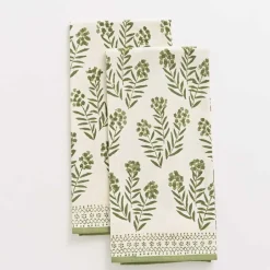 Pomegranate Inc Phlox Green Tea Towels | Set of 2^ Tea Towels