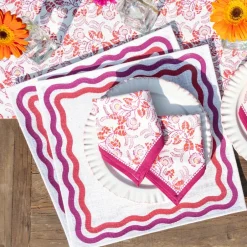 Pomegranate Inc Pink Square Wave Placemat | Set of 4^ Woven Placemats