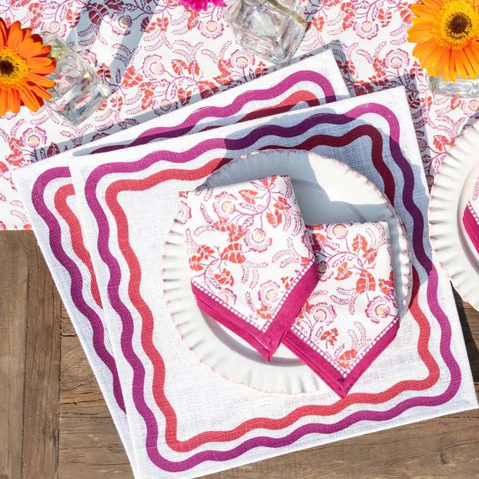 Pomegranate Inc Pink Square Wave Placemat | Set of 4^ Woven Placemats