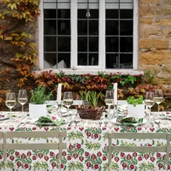 Pomegranate Inc Pom Bells Basil & Magenta Tablecloth^ Tablecloths