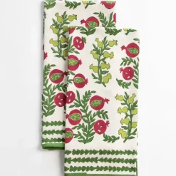 Pomegranate Inc Pom Bells Basil & Magenta Tea Towels | Set of 2^ Tea Towels