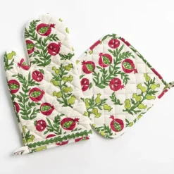 Pomegranate Inc Pom Bells Basil & Magenta Oven Mitt Set^ Oven Mitts